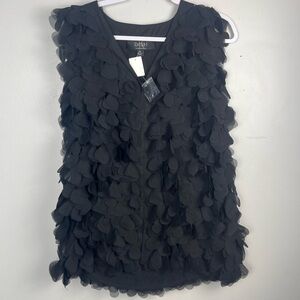 NWT Black Rose Petal Vest from K Dash Kardashian Kollection SIZE xs